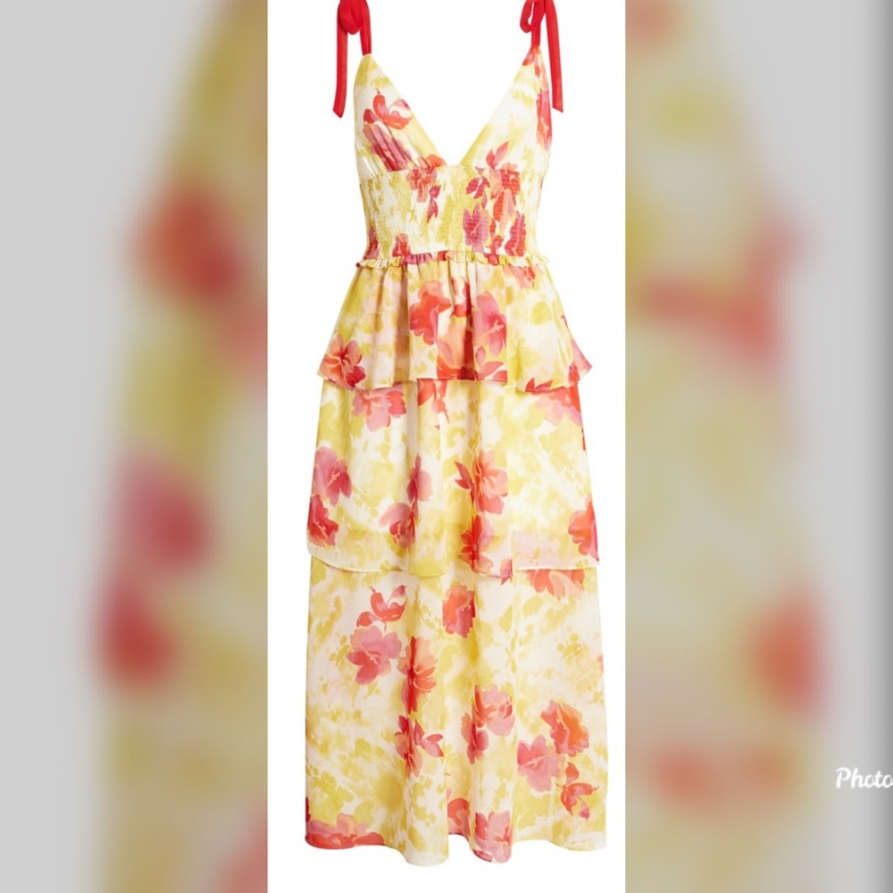 4SINNA Tiered Floral Maxi Sundress XS